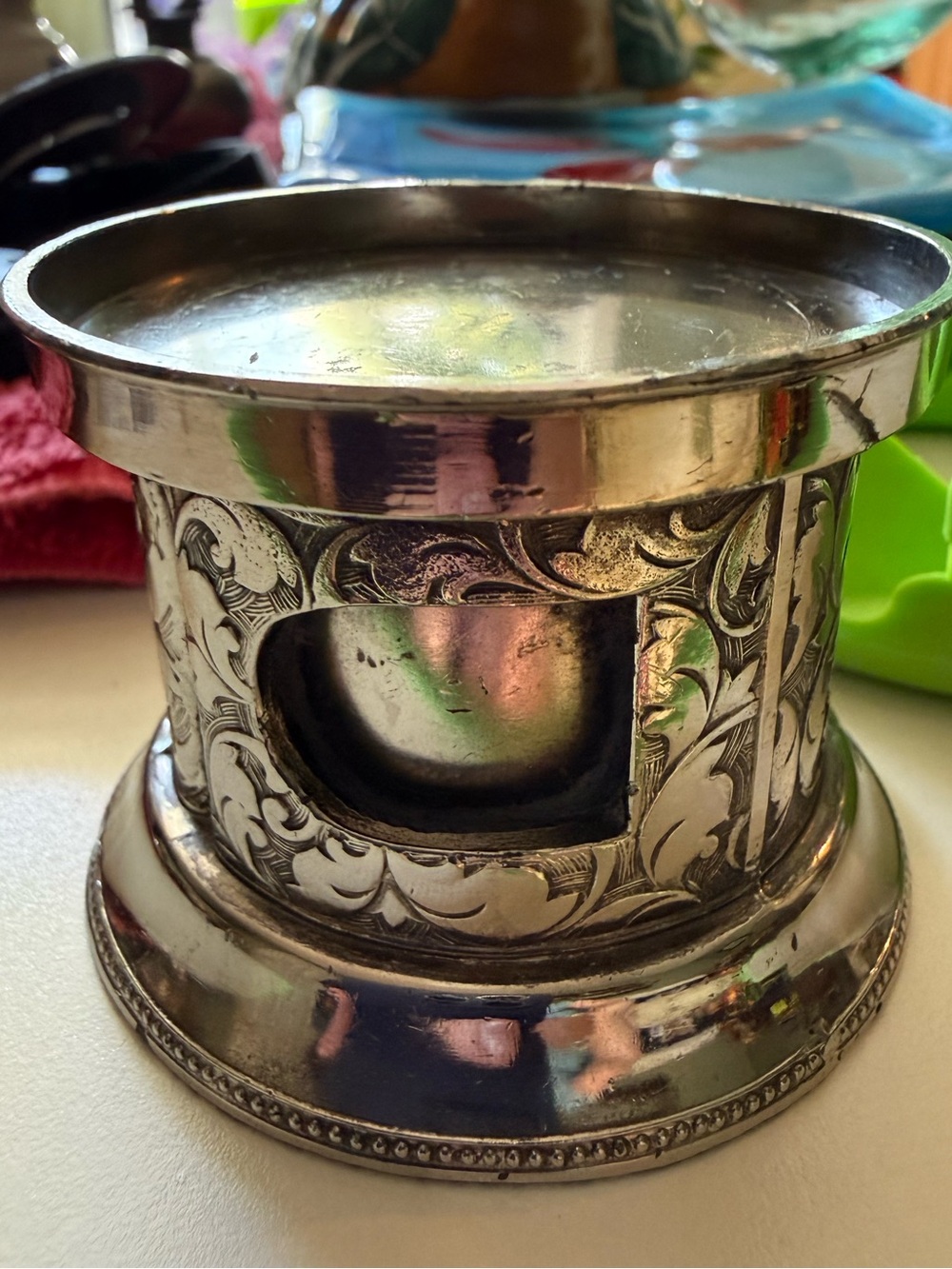 Antique Silver Plate Postage Stamp Dispenser - Victorian Desk Accessory